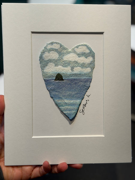 Day Dreaming at Haystack 8x10 in matting- Original Watercolor Paintings By Seasons Kaz Sparks