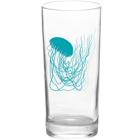 Jellyfish Reach Color Aqua Tall Collins Glass