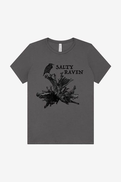 Salty Raven T-Shirt - Ladies Deep Heather & Asphalt