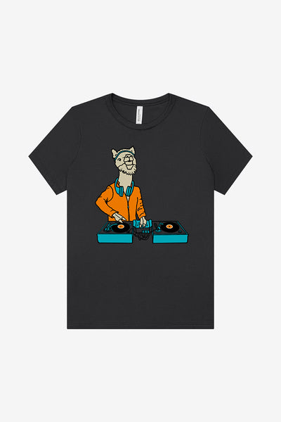 DJ LlamaRama T-Shirt - Women's  Dark Grey Heather And Dark Grey