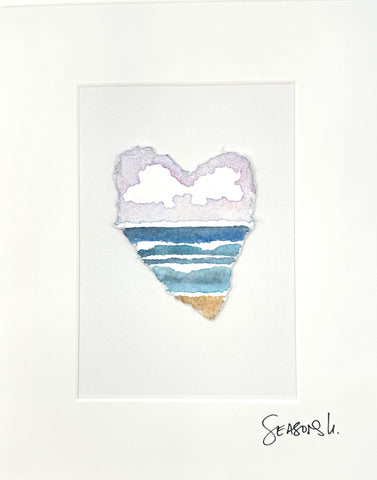 Love Ocean 8x10  - Original Watercolor Paintings By Seasons Kaz Sparks