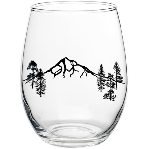 Mountain Forest Stemless Wine Glass