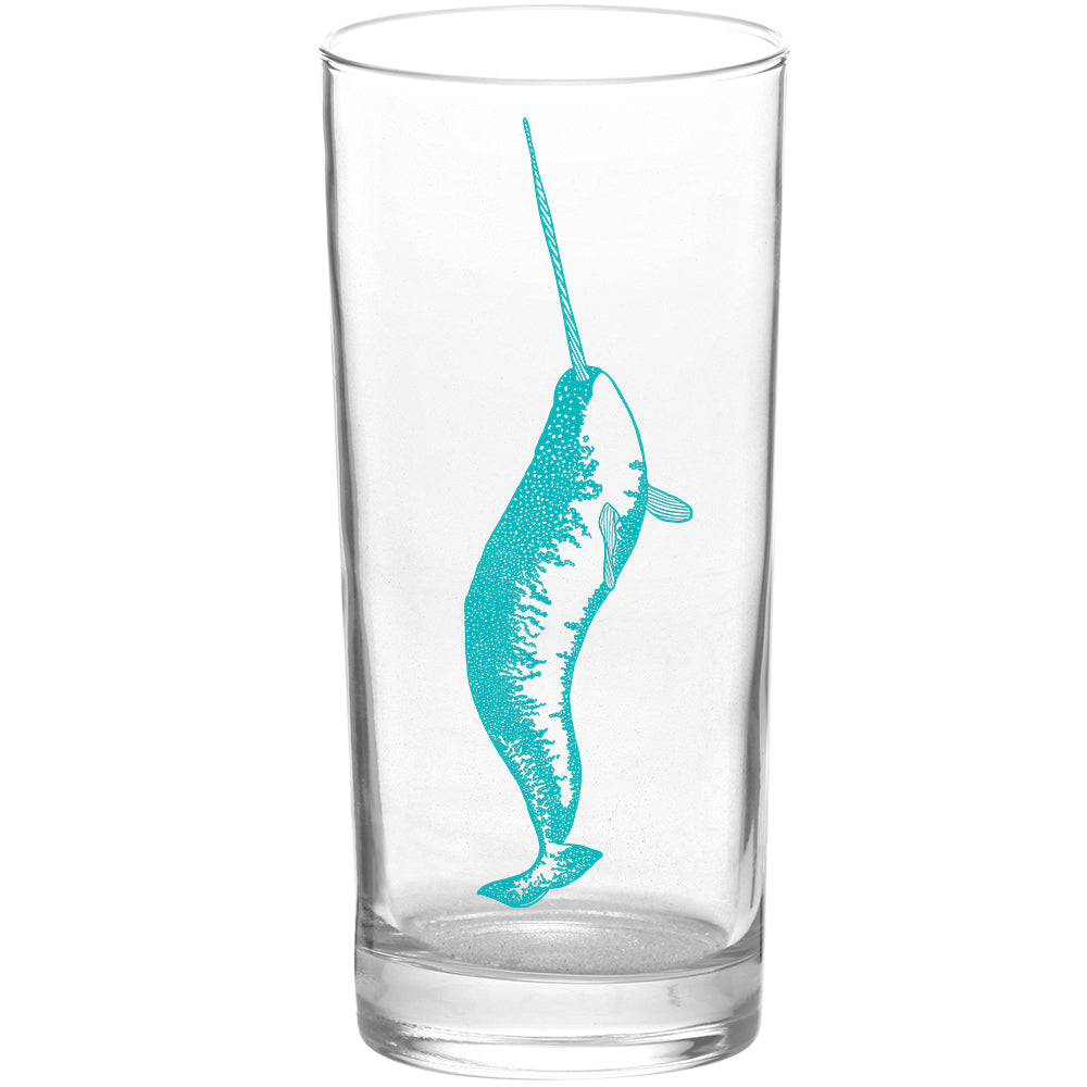 Whales Narwhal Narwhale Whale Color Aqua Tall Collins Glass