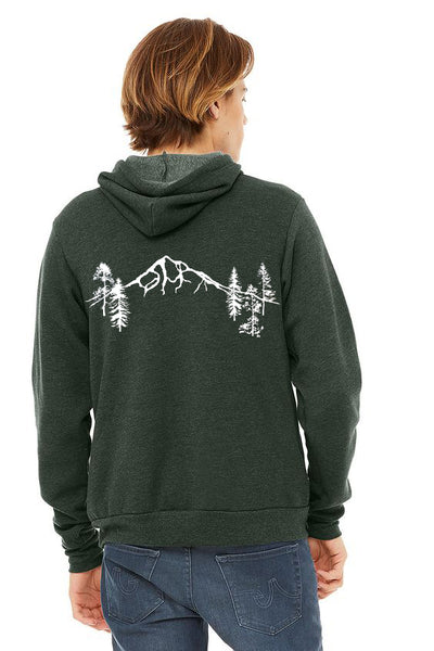 Mountain Forest Ultra Soft Zip Up Hoodie - Unisex Heather Forest