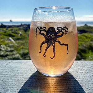 Octopus Kraken Stemless Wine Glass Glass Only