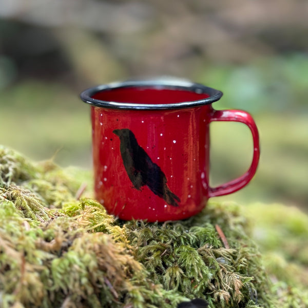 Perched Raven - Mini Enamel Campfire Espresso Mugs or Ornaments 3oz