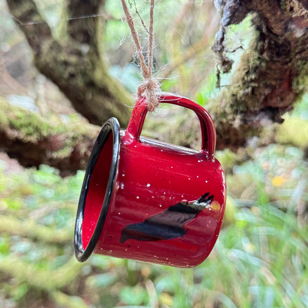 Perched Raven - Mini Enamel Campfire Espresso Mugs or Ornaments 3oz