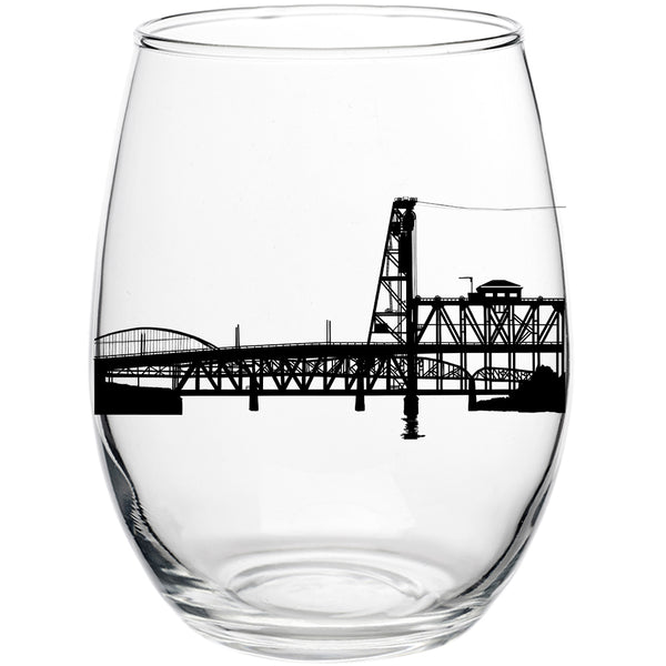 Portland Bridges Stemless Wine Glass
