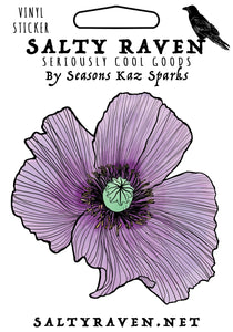 Purple Poppy Flower HVS Vinyl Peel Away Sticker