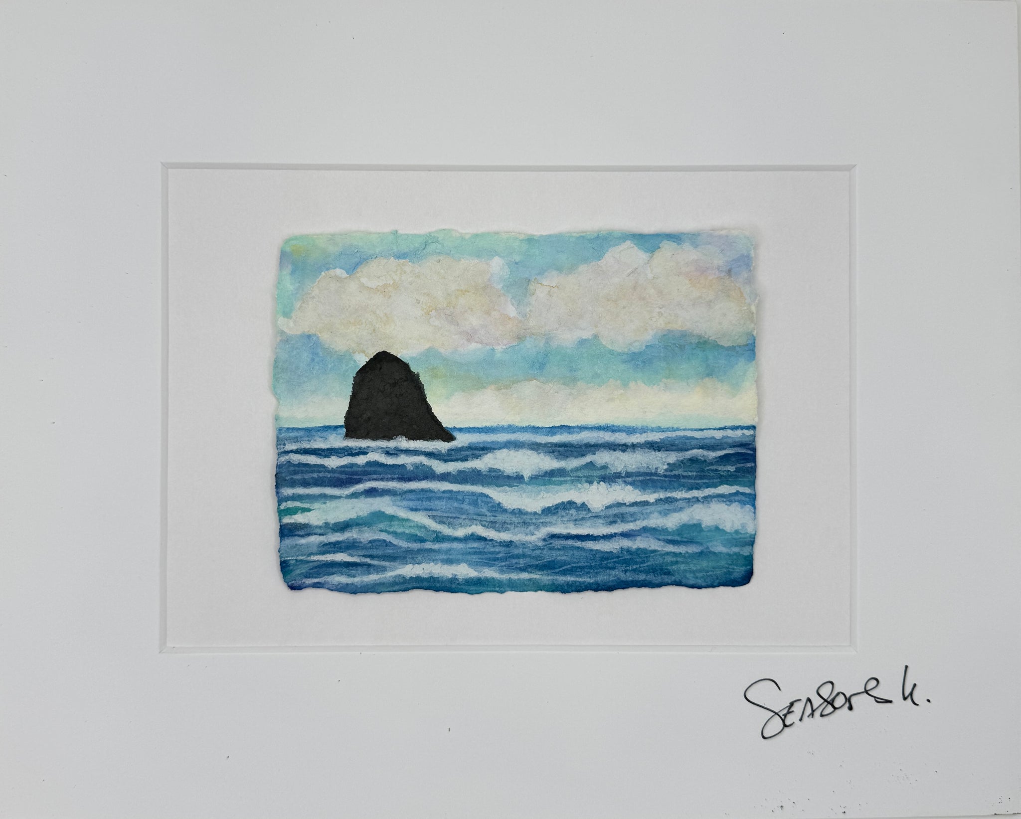 Pyramid Rock Day Dream 8x10  - Original Watercolor Paintings By Seasons Kaz Sparks