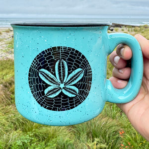 Sand Dollar Aqua Ceramic Campfire 15oz Mug