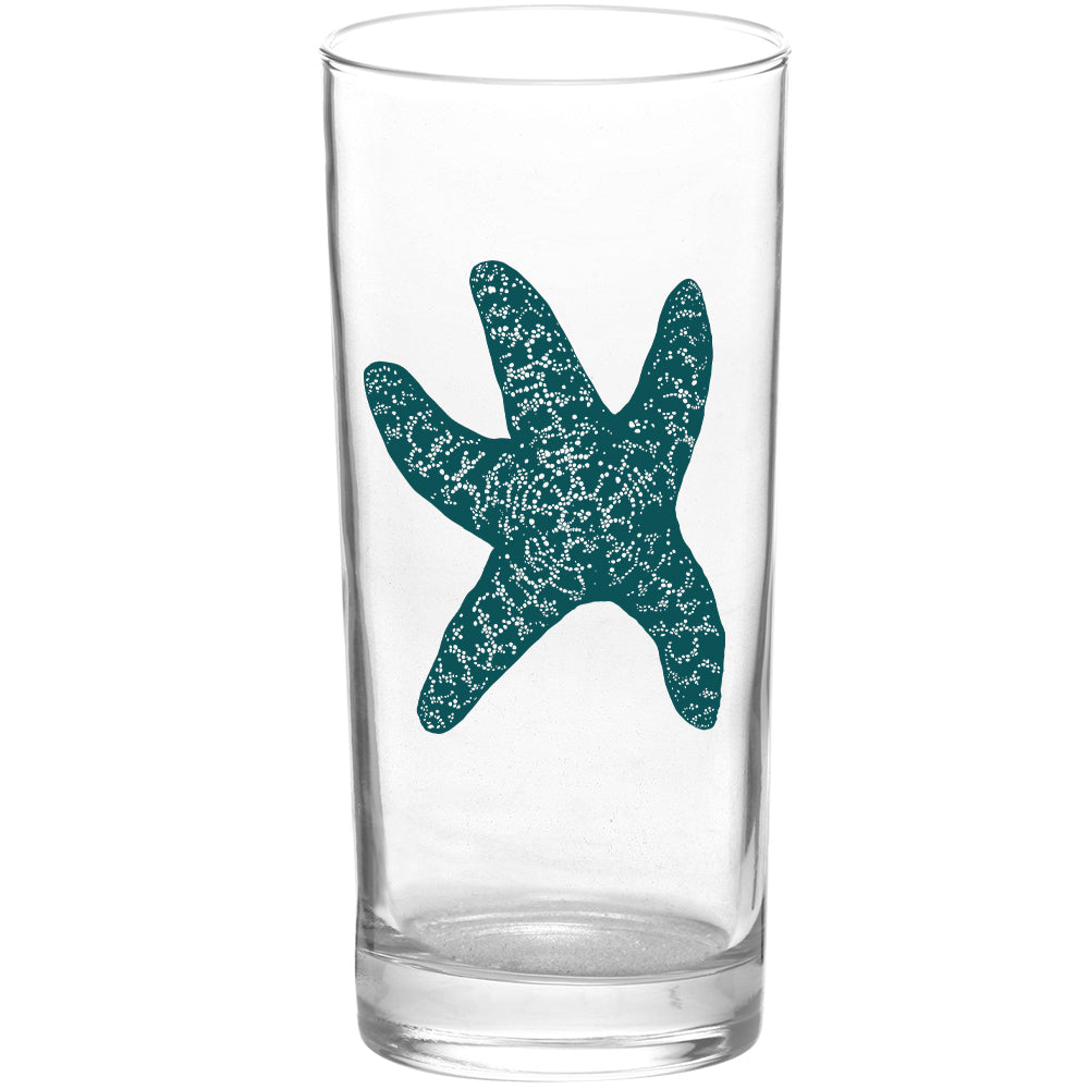Sea Stars Arms Up Starfish Color Aqua Tall Collins Glass