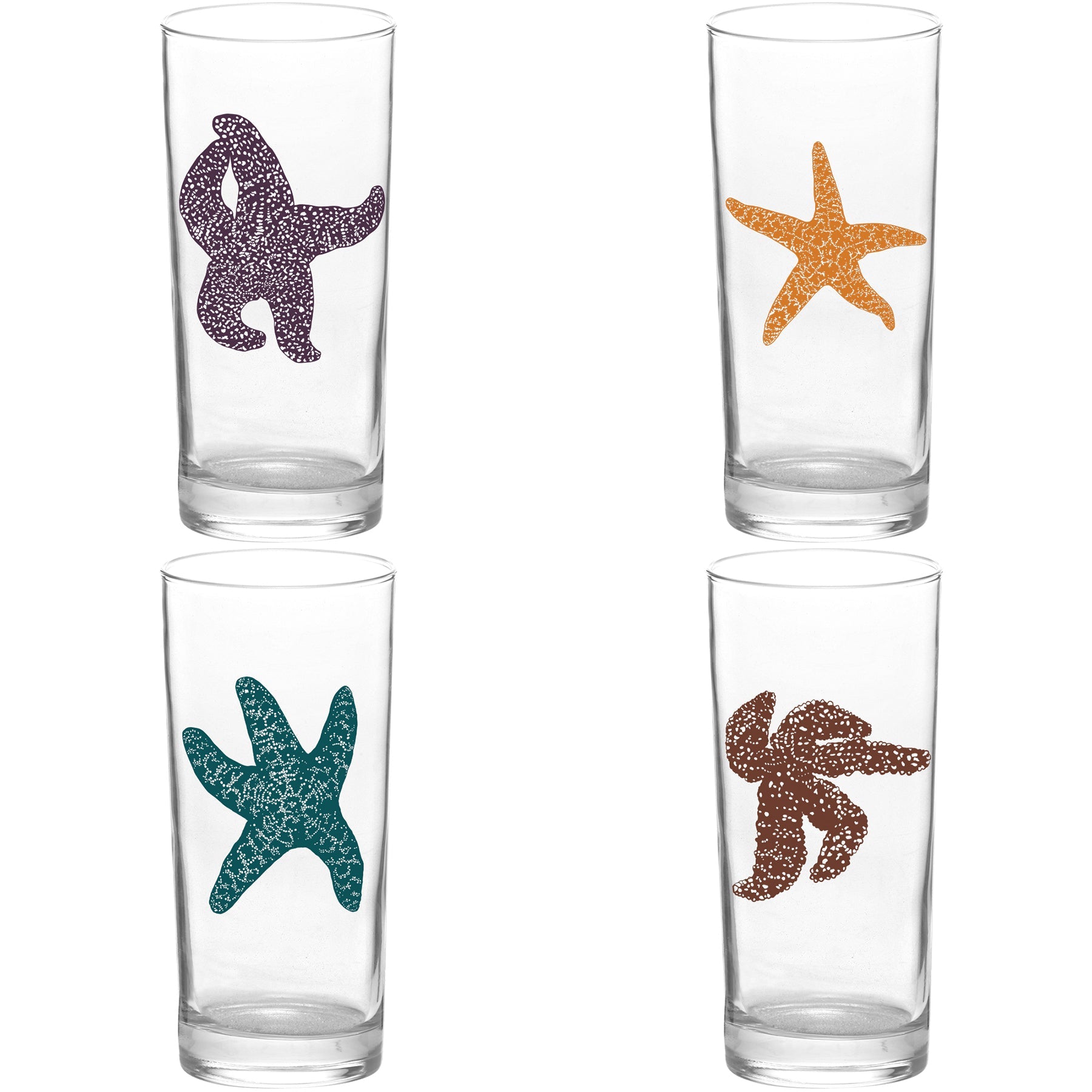 4 Pack Boxed Set Sea Star Color Tall Collins Glasses