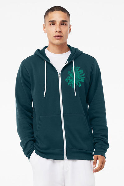 Tide Pool Treasures Ultra Soft Sponge Fleece Zip Up Hoodie Atlantic