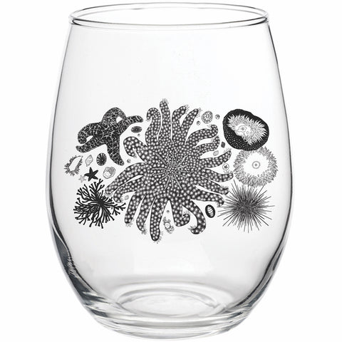 Tide Pool Treasures Stemless Wine Glass