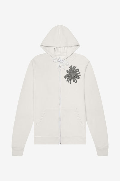Tide Pool Treasures Ultra Soft Sponge Fleece Zip Up Hoodie Vintage White