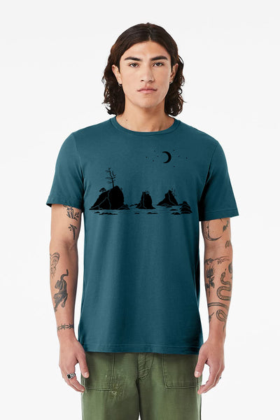 Moon Over Three Graces  Unisex T-Shirt Deep Teal