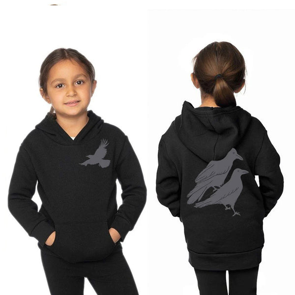 Celestial Raven - Youth Pull Over Hoodie Black