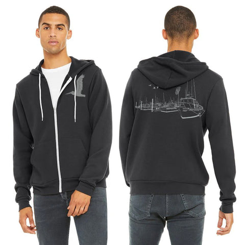 Salty Port Ultra Soft Zip Up Hoodie - Unisex Dark Grey Heather