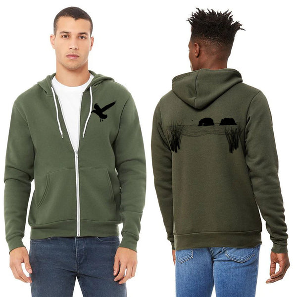 Twin Rocks Ultra Soft Zip up Hoodie - Unisex Military Green