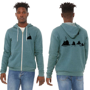 Moon Over Three Graces Ultra Soft Zip Up-Hoodie - Unisex Heather Deep Teal