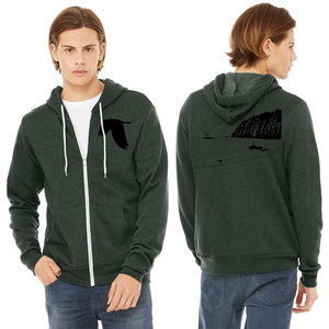 Whale Sighting Ultra Soft Zip Up-Hoodie - Unisex Heather Forest