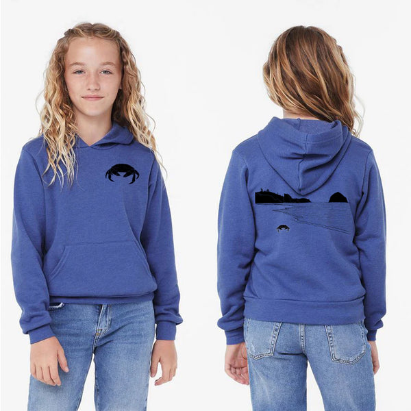 Crabby Beach - Youth Pull Over Hoodie Heather True Royal