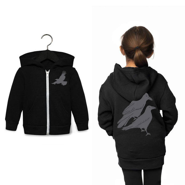 Celestial Raven - Youth Zip Up Hoodie Black