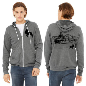 Sea Lion's Port Sponge Fleece  Zip up Hoodie - Unisex Deep Heather