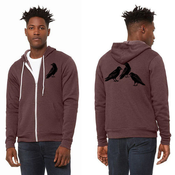 Ravens Chat Ultra Soft Zip Up Hoodie - Unisex Heather Maroon