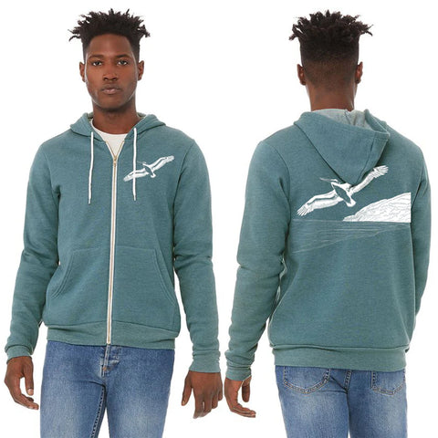 Pelicanza Beach Ultra Soft Zip Up Hoodie - Heather Deep Teal