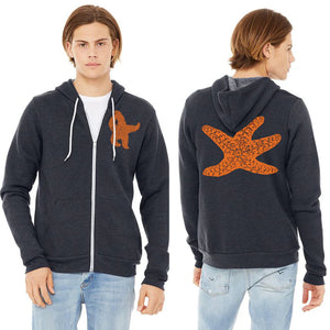 Sea Star Starfish Ultra Soft Zip Up-Hoodie - Unisex Heather Navy