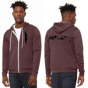 Whale's Tail Heather Maroon Ultra Soft Sponge Zip Up Hoodie