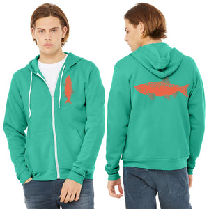 Salmon Sponge Fleece  Zip up Hoodie - Unisex Teal