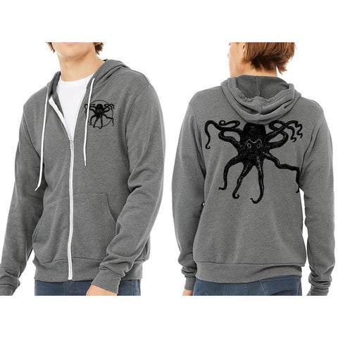 Octopus Kraken Ultra Soft Zip up-Hoodie - Unisex Deep Heather