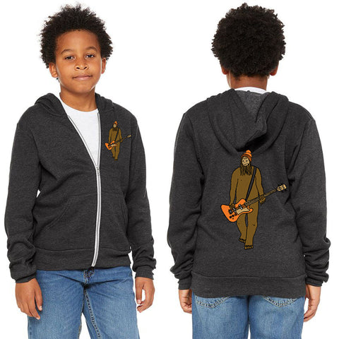 Mr Big on Bass- Youth Zipped Hoodie Dark Grey Heather