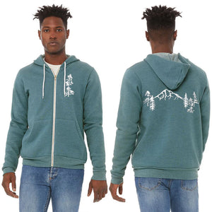 Mountain Forest Ultra Soft Zip Up Hoodie - Unisex Heather Deep Teal