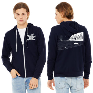 Whale Sighting Ultra Soft Zip Up-Hoodie - Unisex Navy