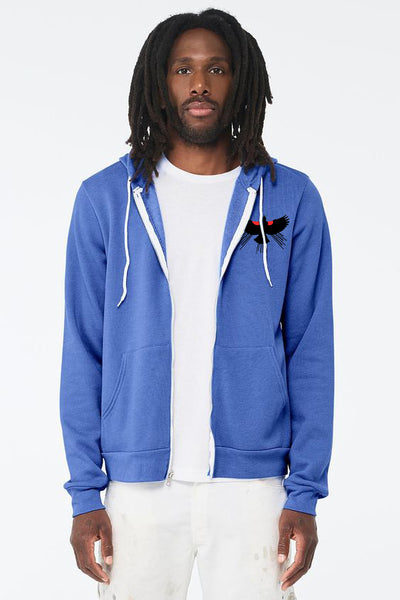 Red Winged Blackbird Soft Zip-Up Hoodie - Unisex Heather True Royal