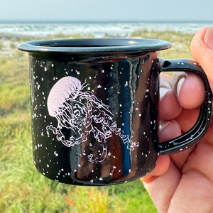 Vogue Jellyfish -  Mini Enamel Campfire Espresso Mugs or Ornaments 3oz