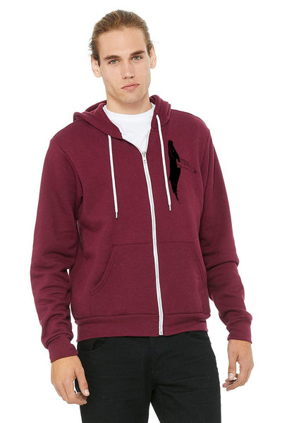 Whale's Tail Ultra Soft Sponge Zip Up Hoodie - Heather Maroon or Maroon