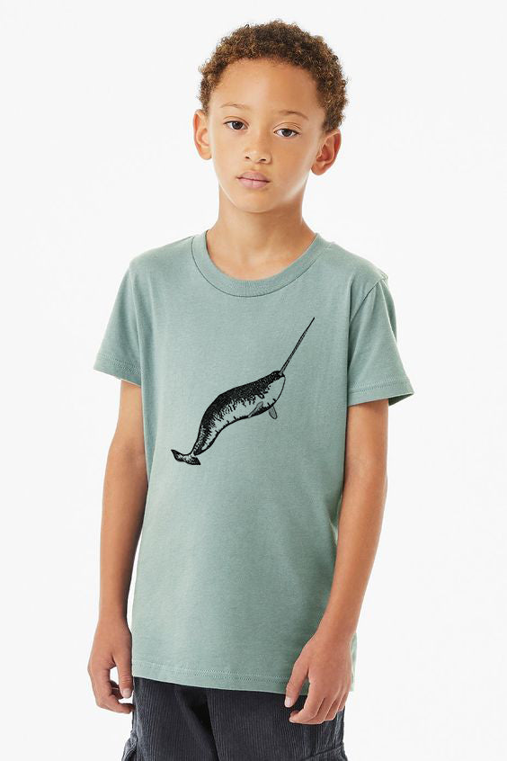 Narwhal T-Shirt - Toddler & Youth Dusty Blue