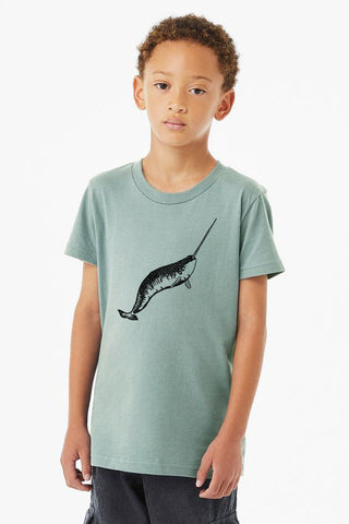 Narwhal T-Shirt - Toddler & Youth Dusty Blue