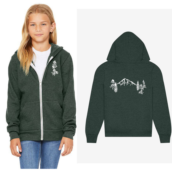 Mountain Forest - Youth & Toddler Zip-Up Hoodie Heather Forest