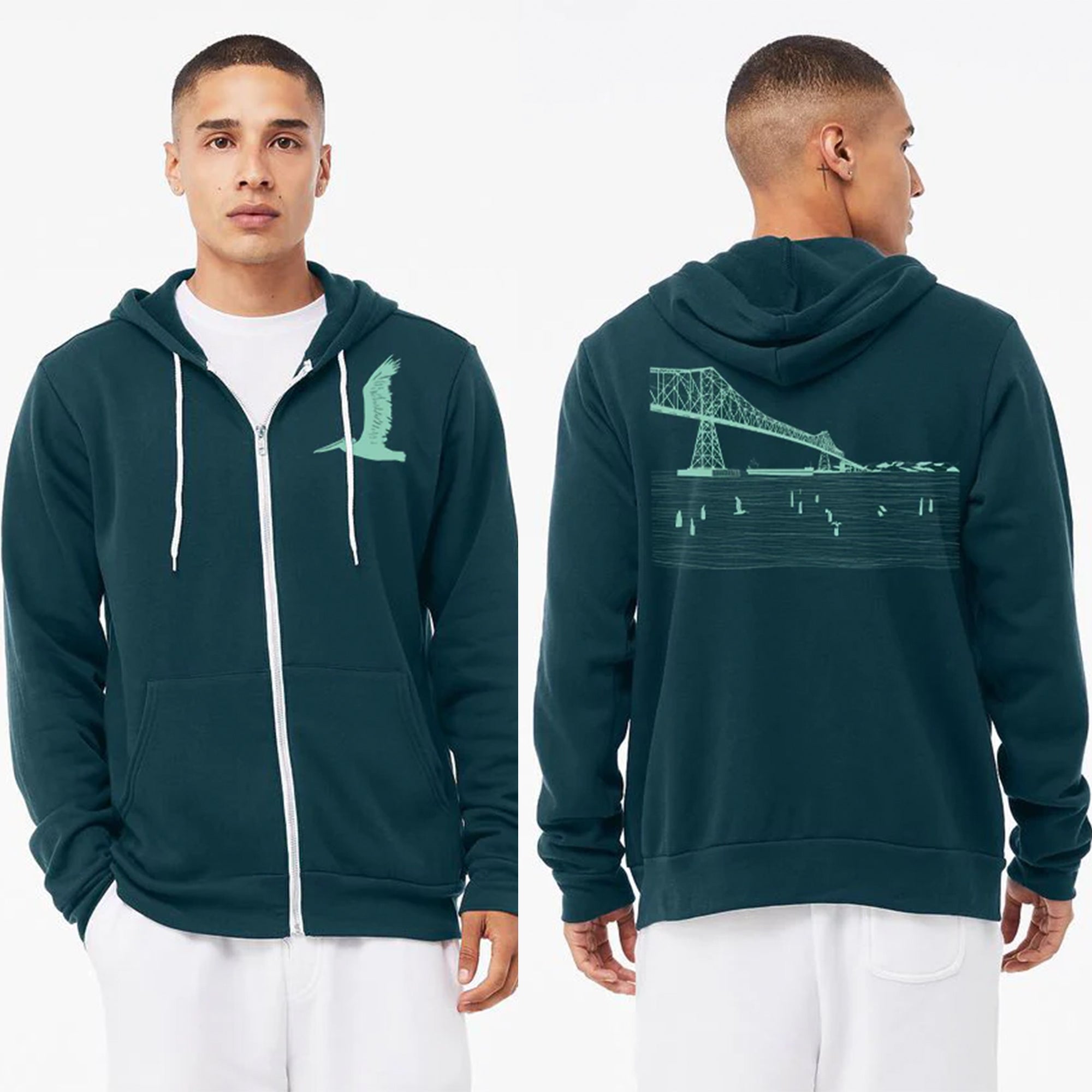 Gateway to the Sea A Ultra Soft  Zip Up Hoodie Atlantic