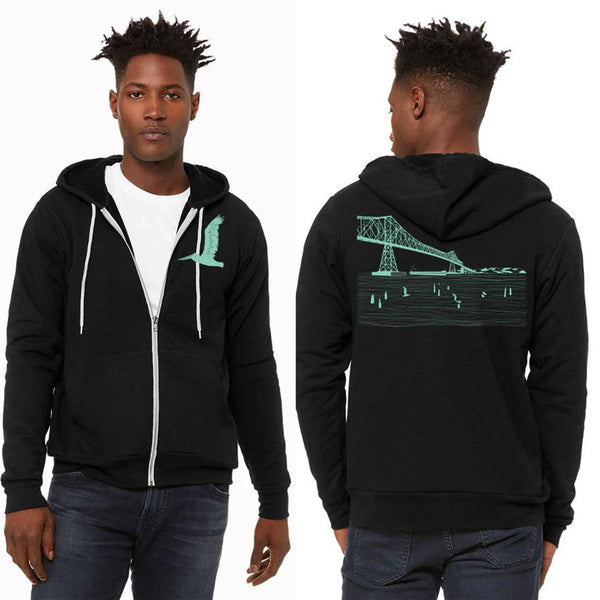 Gateway to the Sea A Ultra Soft  Zip Up Hoodie Black