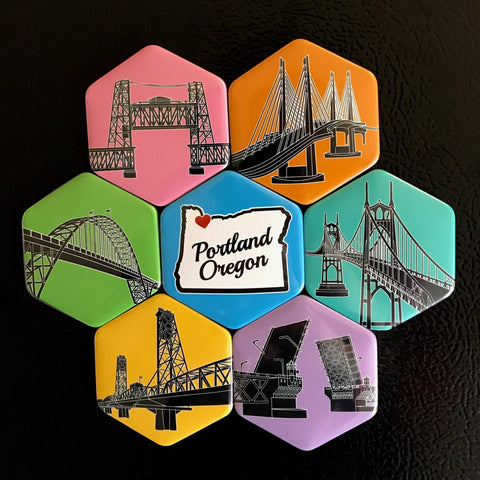 I Heart Portland Bridges *Limited Edition* Magnet set of 7 magnets.