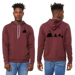 Moon Over Three Graces Ultra Soft Pull Over Hoodie - Unisex Heather Maroon