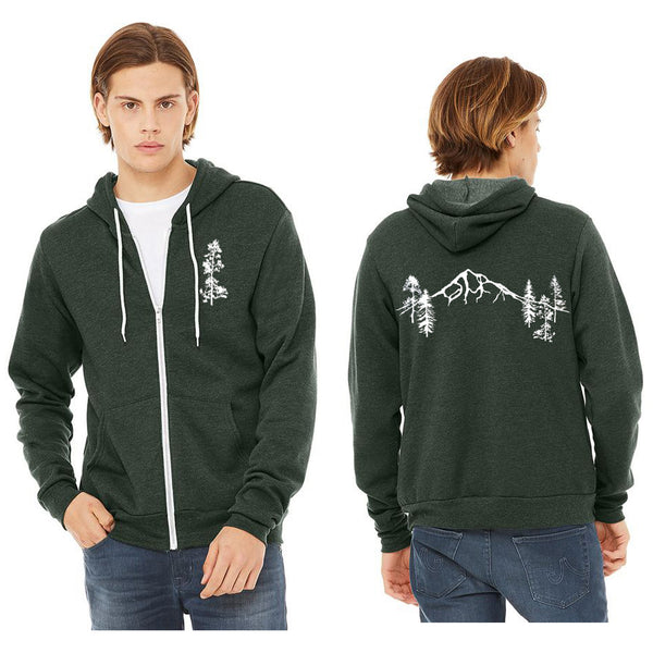 Mountain Forest Ultra Soft Zip Up Hoodie - Unisex Heather Forest