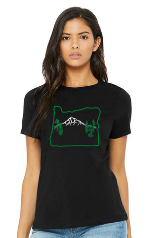 Oregon Map Mt Hood T-Shirt - Women's Black